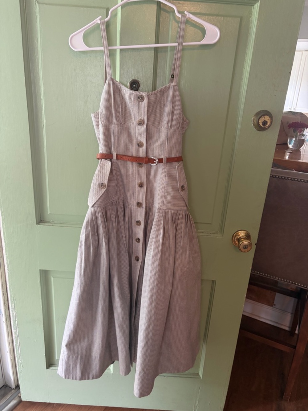 Ulla Johnson Cleo Cotton Midi Dress Sz 6 Corset Bodice Pleated Full Skirt